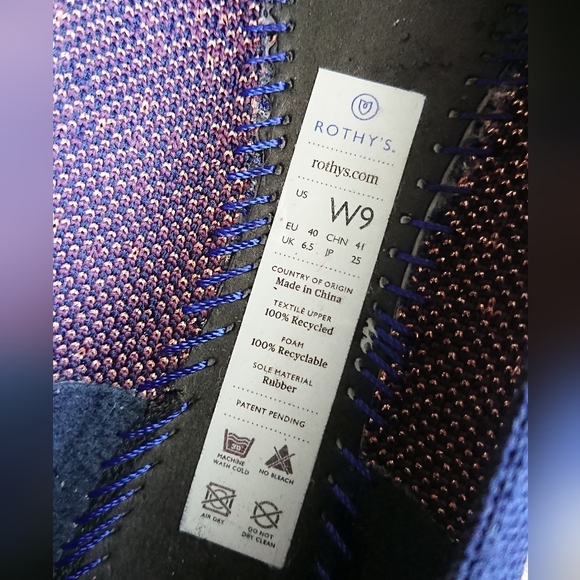 Rothy's The Point Midnight Metallic Blue and Pink Flats Size 9 - Picture 3 of 12